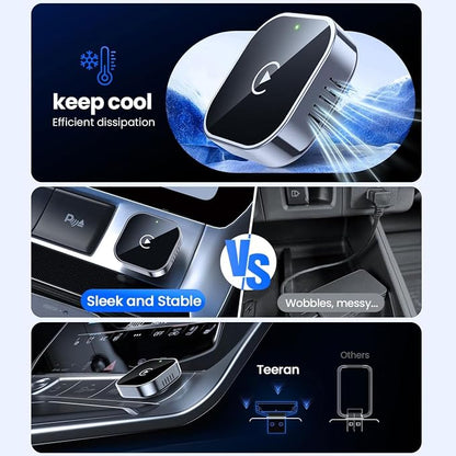 2 in 1 CarPlay Adapter for Nissan Frontier Titan Pathfinder Qashqai, CarPlay Wireless Adapter with Auto Reconnect Fast Pairing Bluetooth Connection Compact USB Dongle