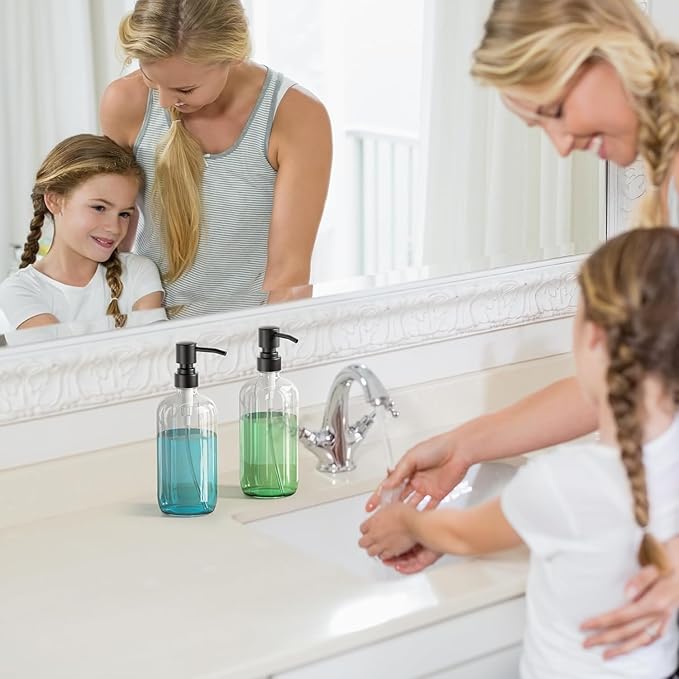 AmazerBath Soap Dispenser, 2 Pack Glass Soap Dispenser