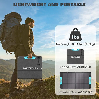 N-Type 16BB 100W Portable Solar Panel for Power Station,ETFE Portable Foldable Solar Charger NextGen 25% High Conversion IP68 Waterproof Solar Panel for Camping Outdoor RV Blackout