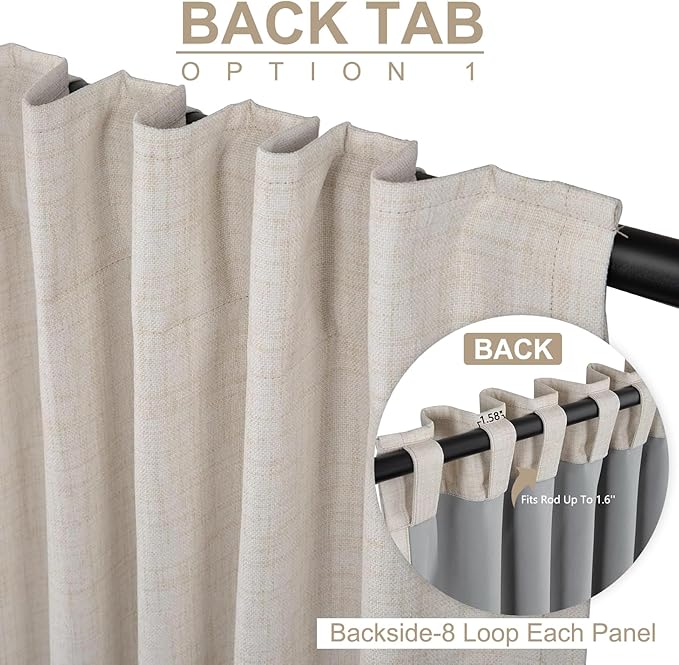 100% Blackout Shield Linen Blackout Sliding Door Curtains