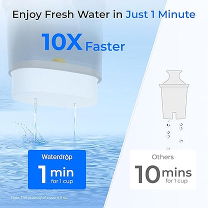Waterdrop PT-09BL 10-Cup Large Glass Water Filter Pitcher, Eco-Friendly