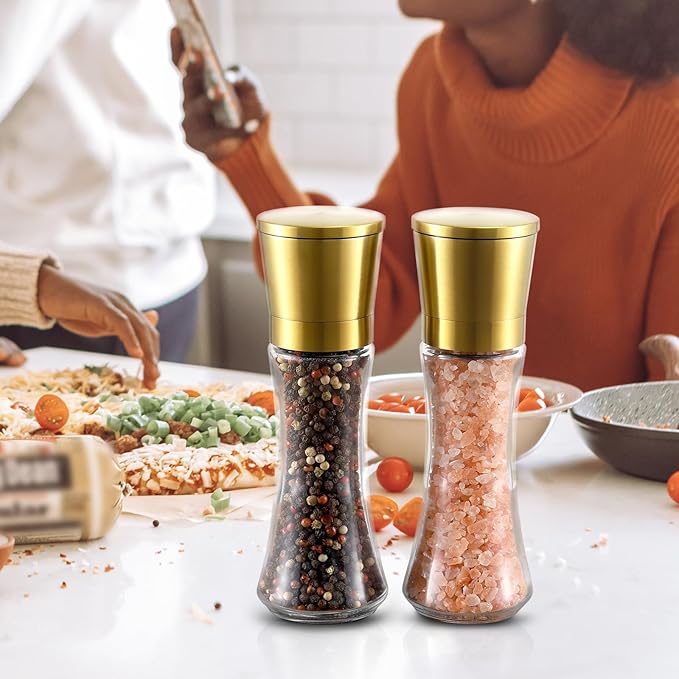 VEVOK CHEF Gold Salt and Pepper Grinder Mill Set Stainless Steel Pepper Shaker