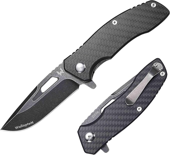 Folding Tactical Knife - Carbon Fiber Handle Liner Lock, S35VN Powder Steel Sharp Blade - 3.35'' Pocket Knife for Fishing Hiking Hunting Survival, Personalized Gifts. Eagleye Series