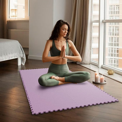 Home Gym Mat, Puzzle Exercise Mat, EVA Interlocking Foam Floor Tiles for Home Workout Equipment and Kids' Play Areas - Blue, 24 in x 24 in x ½ in - (Pink, 24 Pack(96 SQ FT))