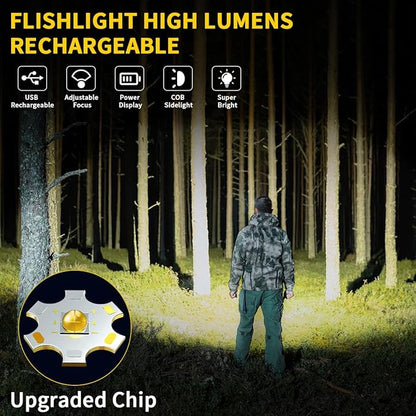 Rechargeable Flashlights High Lumens, 7Mode Flashlights Rechargeable, Super Bright Flashlight, Adjustable Tactical Flashlight, High Powered Flash Light, LED Flashlight for Emergency Home 4Pack