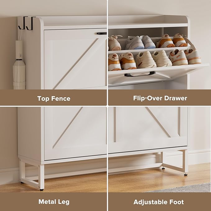 EOYUTLLY Shoe Cabinet Storage for Entryway, Narrow Shoe Rack