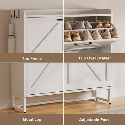 EOYUTLLY Shoe Cabinet Storage for Entryway, Narrow Shoe Rack