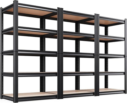 Set of 3 71"H Garage Shelving-5 Tier Garage Storage Shelves, Adjustable Heavy