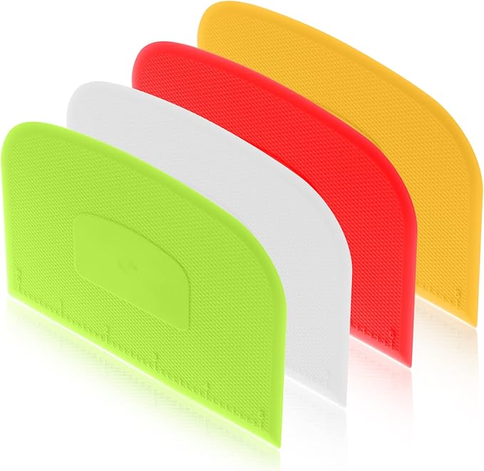 4 Piece Plastic Dough Scraper Bowl Scraper Flexible Multipurpose Food Scraper