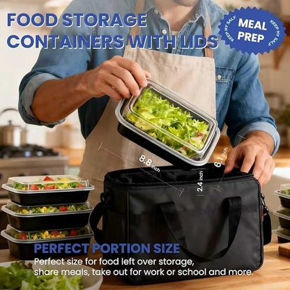 50 Pack 32 oz Meal Prep Containers Reusable BPA Free, Plastic Food Storage Containers with Lids, Leakproof Airtight To-Go Food Containers, Microwave & Freezer Safe
