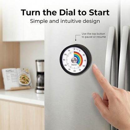 Searon Quiet Visual Timer with Magnet, Countdown Timer with Rainbow Disk and
