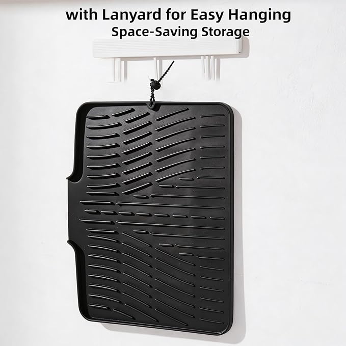 Silicone Dish Drying Mat for Kitchen Counter Sink, Non-Slip dish drying Pad