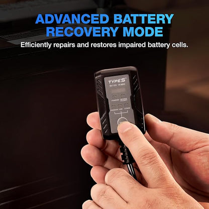 Type S 1A Smart Battery Charger & Maintainer, 6V & 12V Fully Automatic Trickle