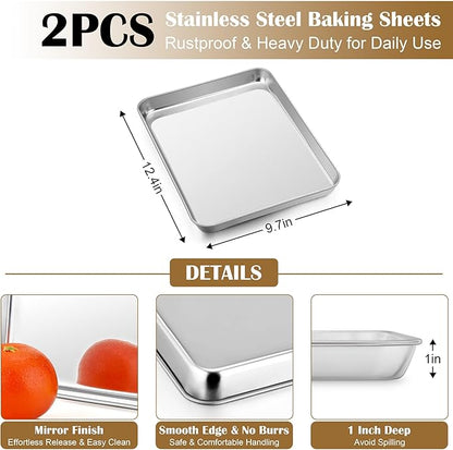 E-far Baking Sheet with Wire Rack, Stainless Steel Cookie Sheets Pan & Cooling