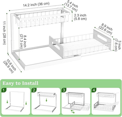 REALINN Under Sink Organizer, Pull Out Cabinet Organizer 2 Tier Slide Out Sink