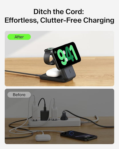 Belkin MagSafe Charger Compatible, 3-in-1 Charging Station, Qi2.2 25W Magnetic