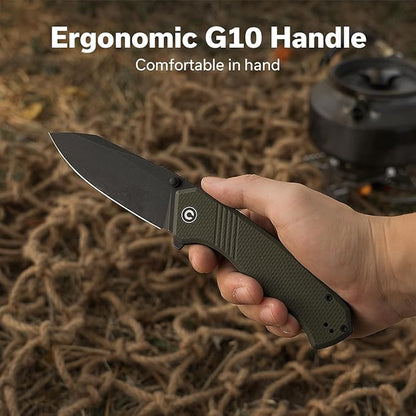 CIVIVI Placoid Pocket Knife for EDC, Folding Knife with 3.67" 14C28N Blade G-10 Handle For Men Women Gift C23079-3