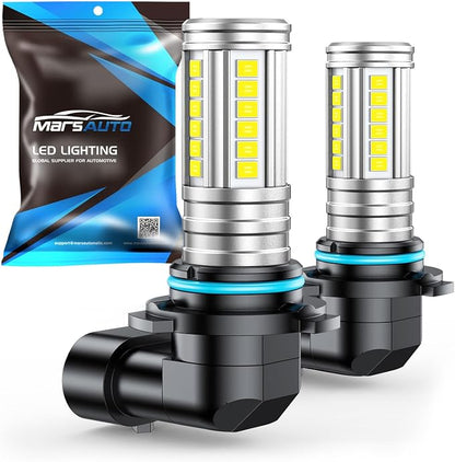 Marsauto H10 9145 LED Fog Light Bulbs 12,000LM, 1:1 Size 360° Illumination 9140 H10 Fog Lights LED, 6500K White Strong Penetration, Upgraded LED Chips 9145 9140 LED Fog Lights, Accessory Light Kits