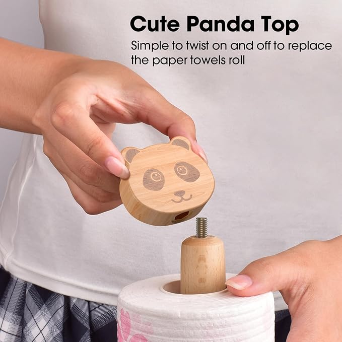 KitchLife Cute Wooden Paper Towel Holder Countertop