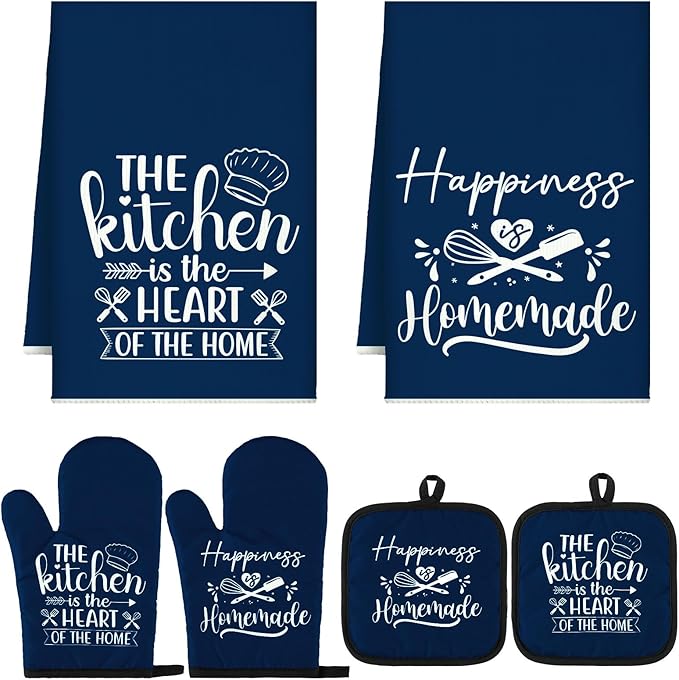 Sratte 6 Pcs Kitchen Decor Accessories Set Farmhouse Towels Pot Holders Oven