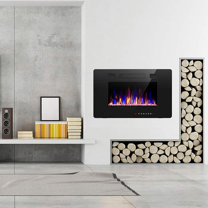 R.W.FLAME 30 inch Recessed and Wall Mounted Electric Fireplace, Low Noise