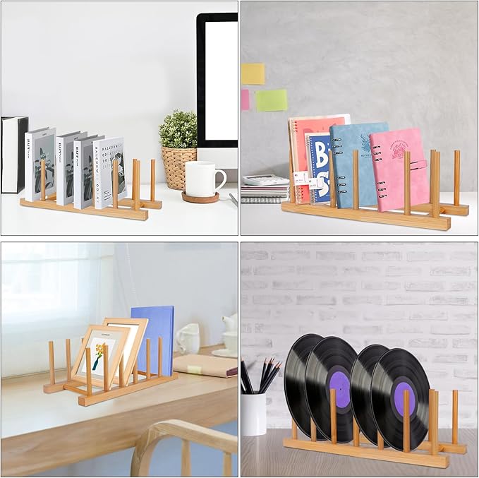 SAMEBUTECO Bamboo Wooden Dish Racks Plate Stand Holder Vertical Drainer Kitchen
