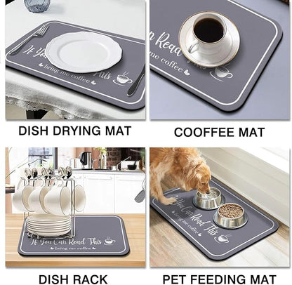 Coffee Bar Mat for Countertops 19inx12in, Absorbent Hide Stain Anti-Slip Cafe