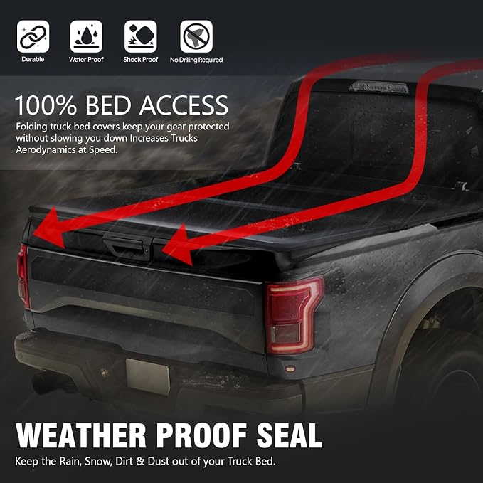 DNA Motoring New Upgrade Truck Bed Top Hard Solid Tri-Fold Tonneau Cover Compatible with 82-93 S10 / 82-90 S15 / 91-93 Sonoma 6Ft Bed, TTC-HARD-039