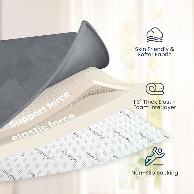 Baby Play Mat for Floor,Extra Large 59"×71" Playpen Mat for Tummy Time,Thicker Elasti Foam Mat for Toddler,Infant,Kids,Water Repellent Ultra Soft Velvet,Non-Slip Backing Safe for Crawling(Dark Grey)