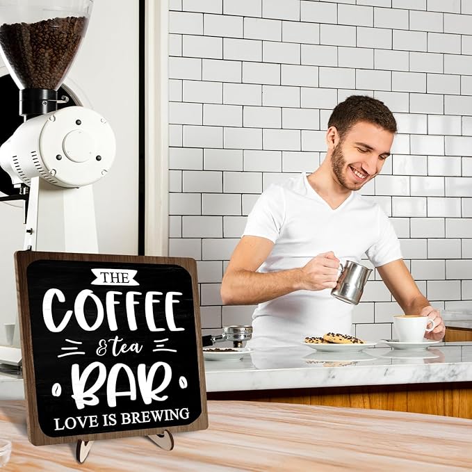 Coffee Bar Decor Sign, Rustic Wooden Plaque