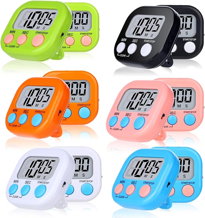 Mwellewm Digital Kitchen Timer 12 Packs Magnetic Classroom Stopwatch Timer 6