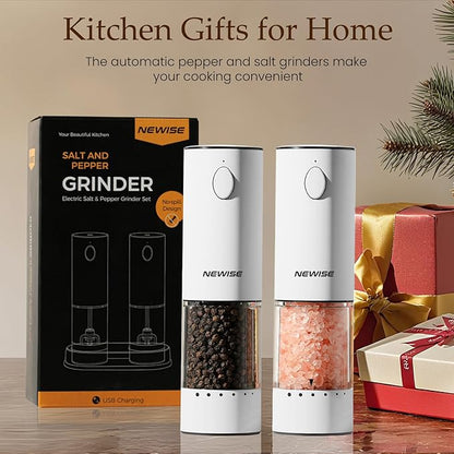 Electric Salt and Pepper Grinder Set, Rechargeable