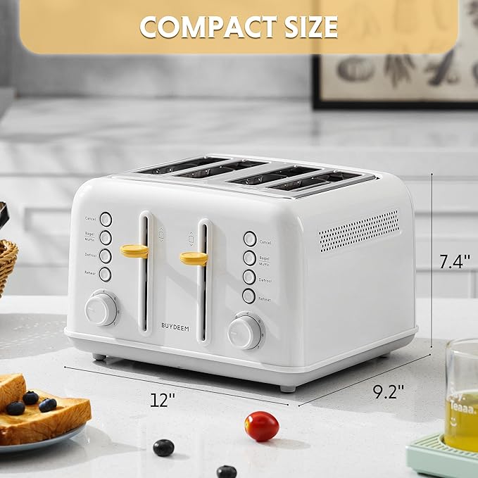 BUYDEEM DT640 4-Slice Toaster, Extra Wide Slots, Stainless Steel