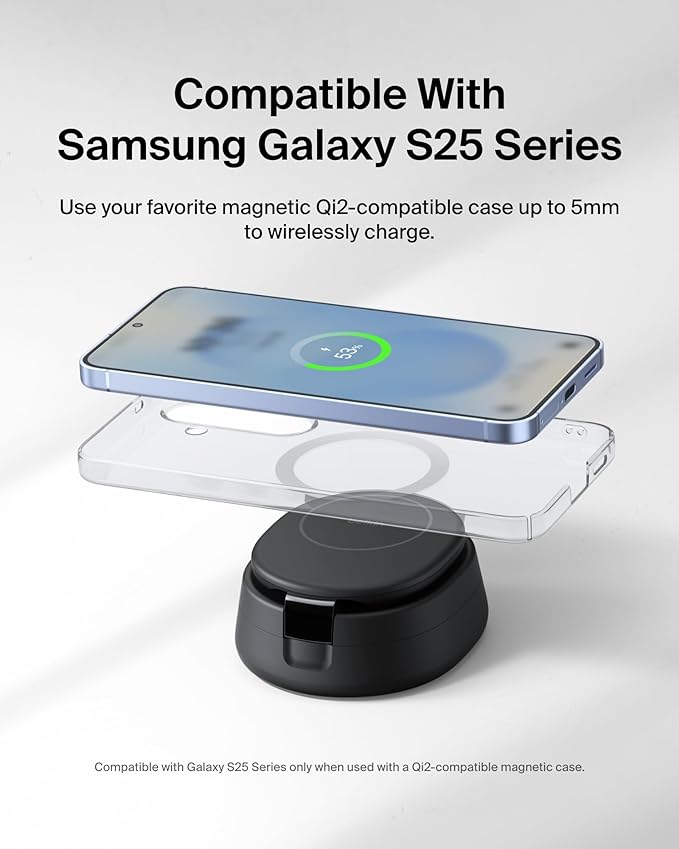 Belkin MagSafe Charger Compatible, 2-in-1 Qi2 Wireless Charging Station 15W