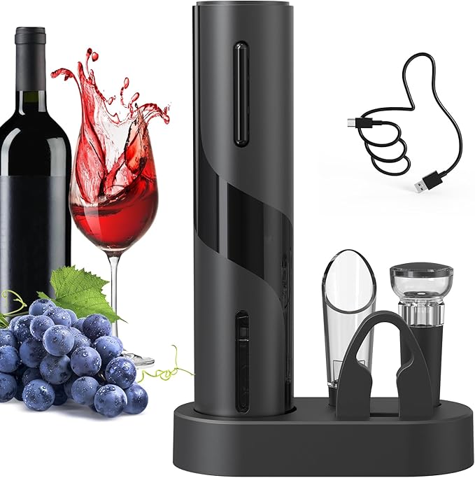 CIRCLE JOY Electric Wine Bottle Opener Set Rechargeable Wine Corkscrew Cordless