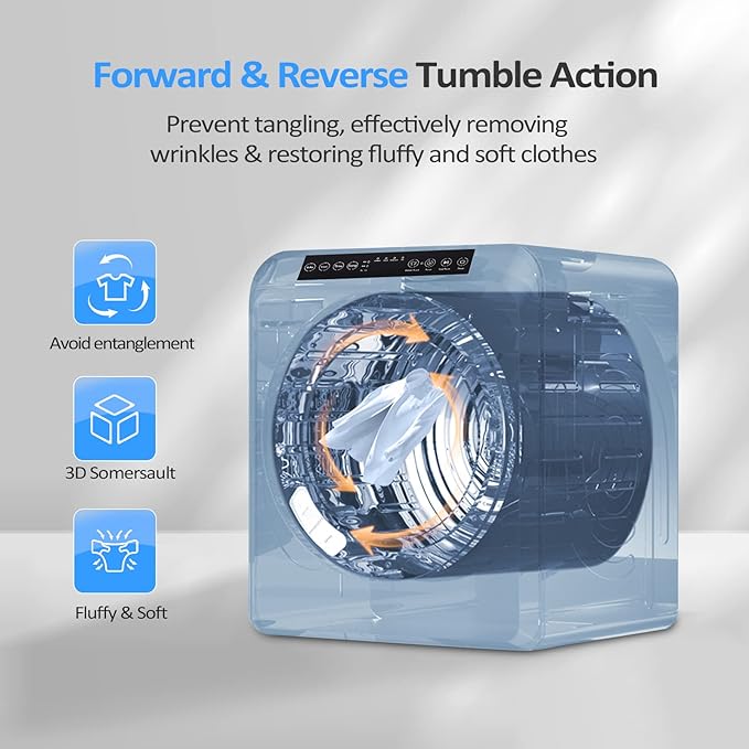 ROVSUN 13.2LB Portable Clothes Dryer, 3.5 Cu.Ft High End Front Load Tumble