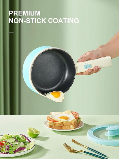 Hot Pot Electric With Steamer, 1.6L Ramen Cooker Non-Stick Sauté Pan