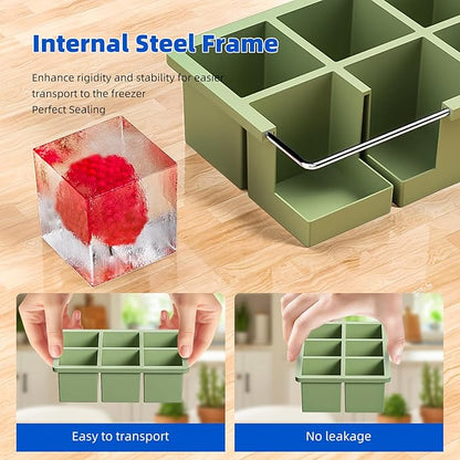 Large Ice Cube Tray for Whiskey 3 Pack, HANCELANT Big Silicone Square Ice Cube
