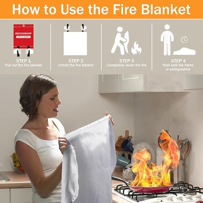 Mondoshop Fire Blanket Emergency for Home and Kitchen 6pack Fire Blankets Fire Resistant Blanket for Camping, Grill, Car, Office, Warehouse, School, Picnic, Garages, Workshops
