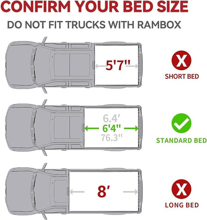 YITAMOTOR FRP Hard Tri-Fold Truck Bed Tonneau Cover Fit for Dodge Ram 1500 New Body Style 2019 2020 2021 2022 2023 2024 2025 2026, 6.4 ft Bed Without Rambox