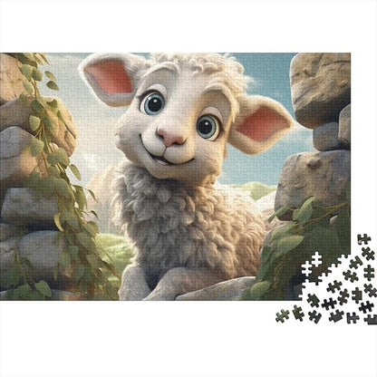 Sheep Thickened Wooden Jigsaw Puzzles 1000 Pieces 3D Animal for Adults Fun Education Game Home Decoration Toy Intellectual Game Stress Relief Toy Premium & Durable 1000pcs (75x50cm)