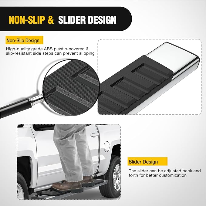 Nilight Running Boards for 2022 2023 2024 2025 2026 Toyota Tundra Crew Max Cab 4 Full Size Doors 6 Inch Stainless Steel Bolt-on Side Step Nerf Bars