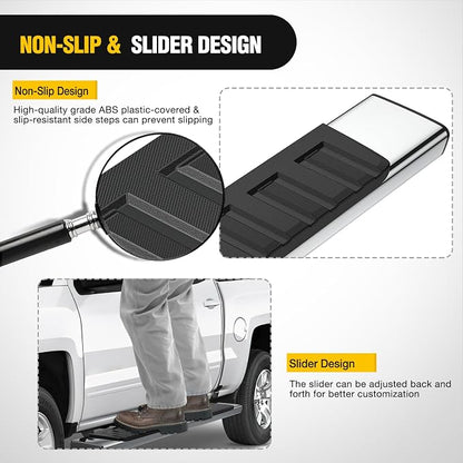 Nilight Running Boards for 2022 2023 2024 2025 2026 Toyota Tundra Crew Max Cab 4 Full Size Doors 6 Inch Stainless Steel Bolt-on Side Step Nerf Bars