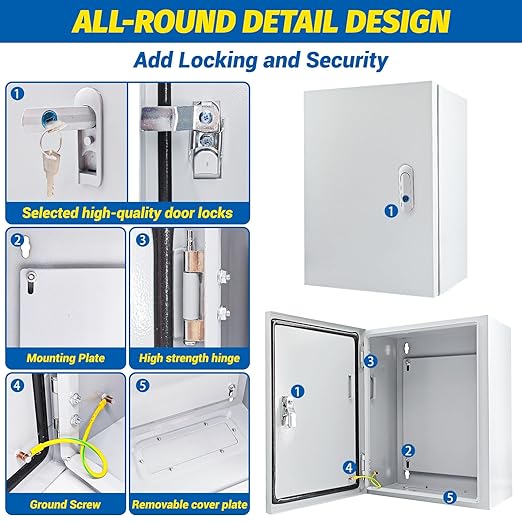 Electrical Box 16 x 12 x 8'' Steel Electrical Junction Box，NEMA 4X Steel