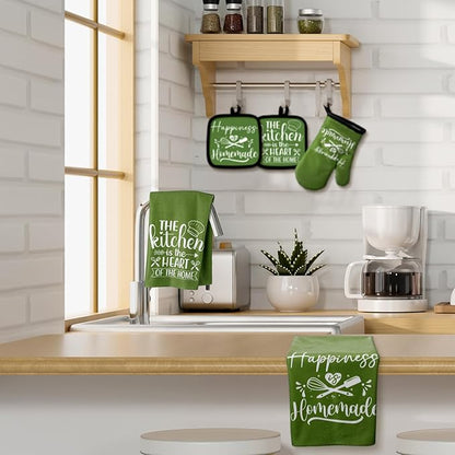 Sratte 6 Pcs Kitchen Decor Accessories Set Farmhouse Towels Pot Holders Oven