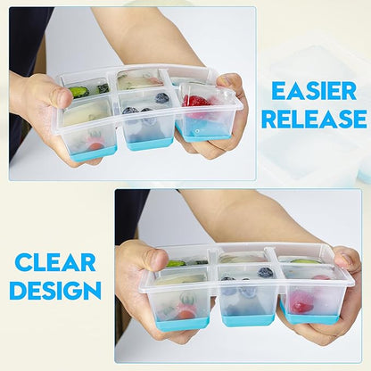 Ice Cube Trays 2 Pack, JRISBO Large Silicone Ice Cube Molds