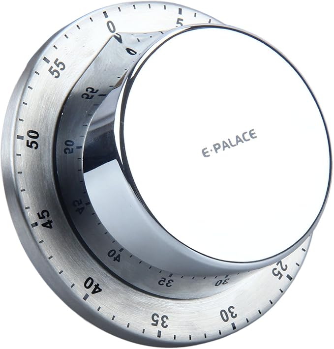 Kitchen Timer, 60 Minute Timer, Magnetic Loud Alarm, Mechanical Stainless Steel
