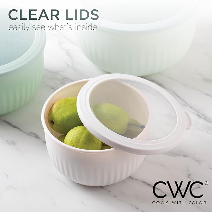 COOK WITH COLOR Prep Bowls with Lids- Wide and Deep Nesting Plastic Small