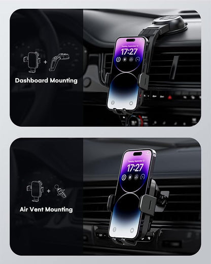 ZEEHOO Wireless Car Charger, DUOXX Dual Coils 15W Fast Charging Auto-Clamping Car Mount, Dashboard, Vent Charging Phone Holder for iPhone 17 16 15 14 13 12, S23 Ultra, Z Flip4 3, etc
