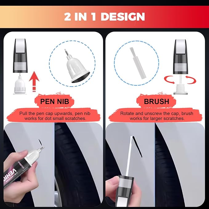 Typhoon Metallic(GBW/WA235K) Touch up Paint for Cadillac, Quick & Easy Fix for Car Scratches, 2 in 1 Car Touch up Paint with Pen Tip and Brush, Auto Scratch Repair Pen with Exact Color Match